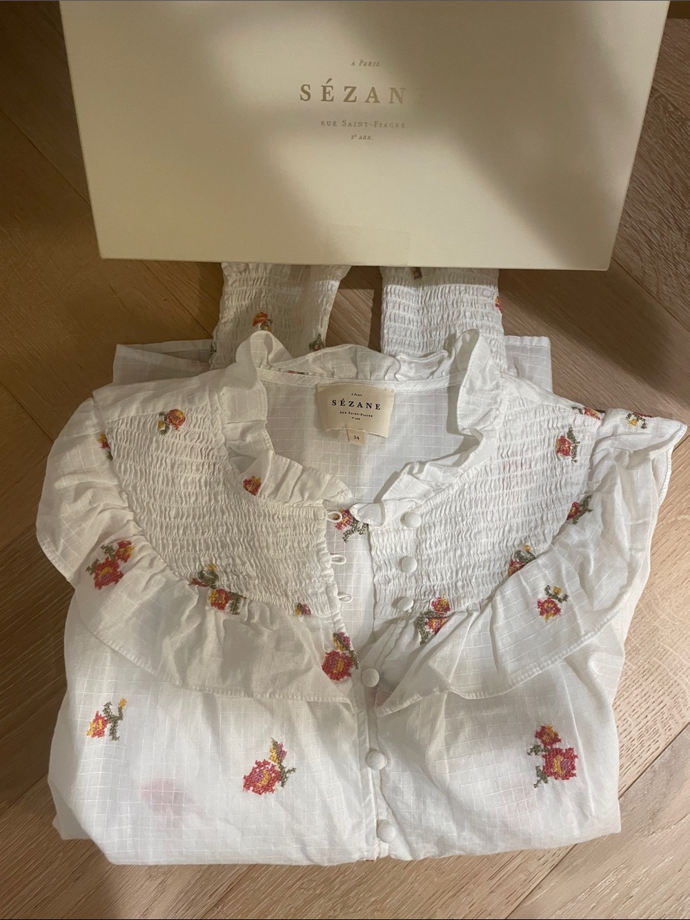 Sezane Donna Blouse NWT Europen Size 36/ US Size 2 Like New - Picture 5 of 12